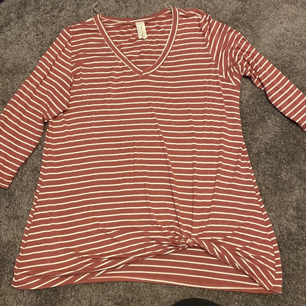 Mauve and white striped shirt